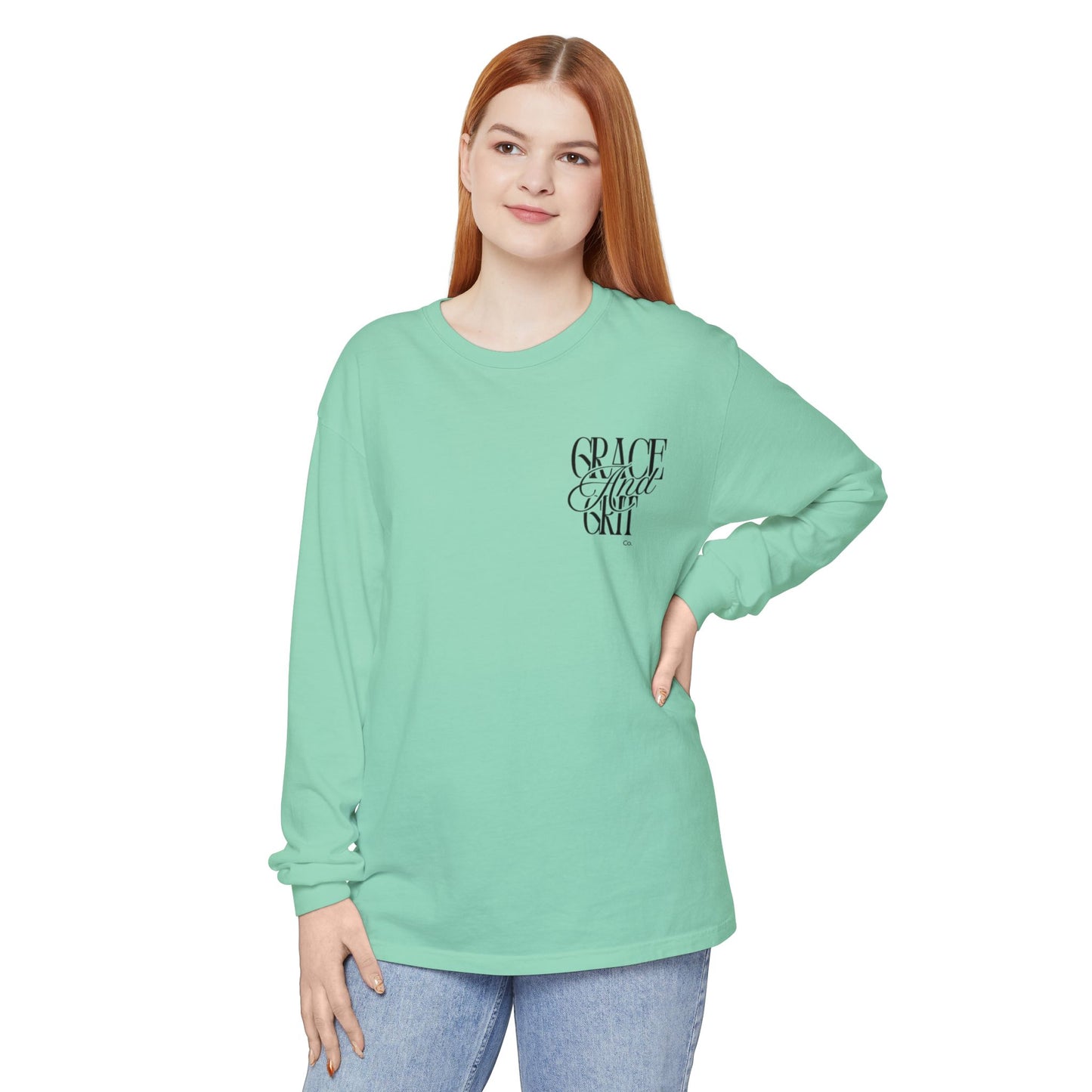 Long Sleeve T-Shirt Grace and Grit Logo Mom Humour