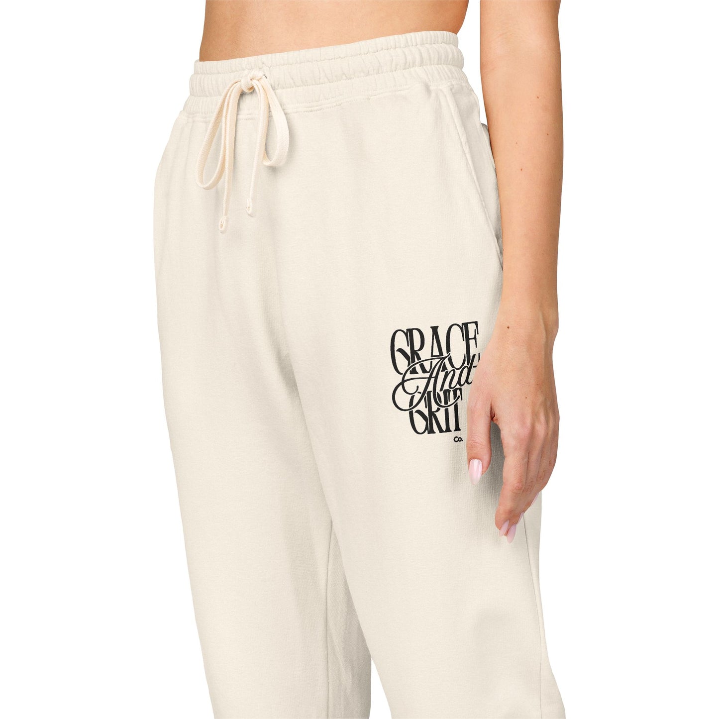 Fleece Jogger Sweatpants - Grace and Grit Logo Design